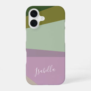 Purple and Green Geometric Art Personalised   iPhone 16 Case