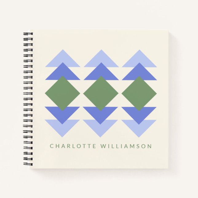 Purple and Green Geometric Art Personalised   Notebook (Front)