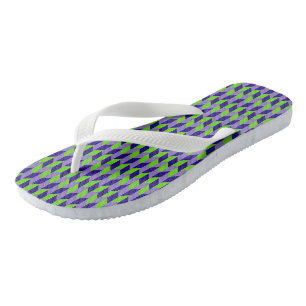 Purple and Green Geometric Pair of Flip Flops