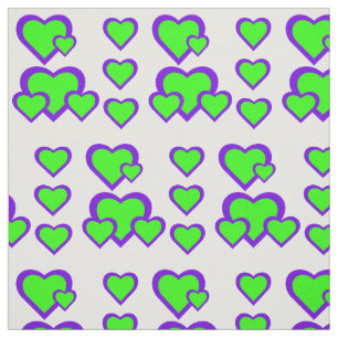 Purple and Green Hearts Fabric
