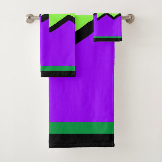 Purple And Green Jagged Geo Bath Towel Set