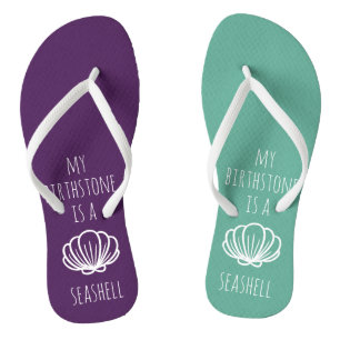 Purple and Green My Birthstone is a Seashell Jandals