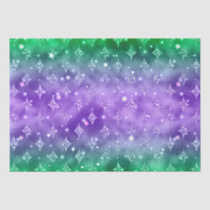 Purple and Green Ombre Glitter Celestial Pattern Tissue Paper