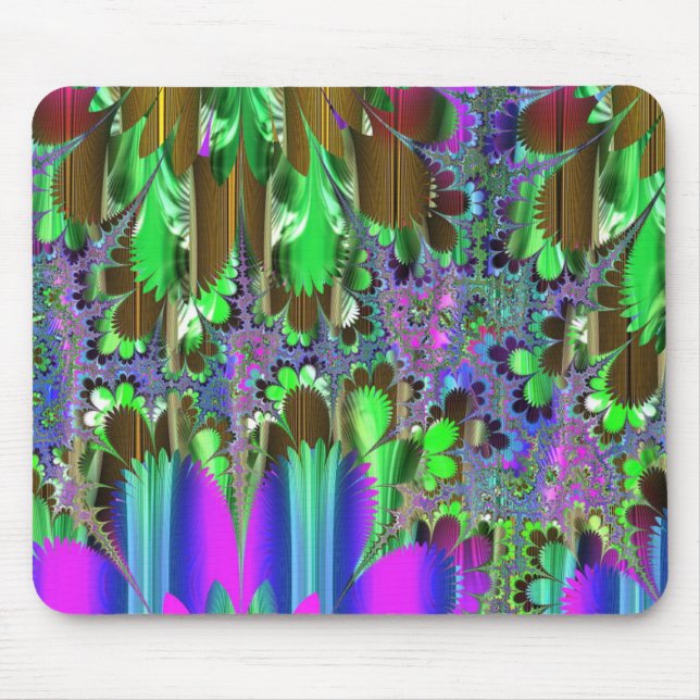 Purple and Green Organic Fractal Mouse Pad (Front)