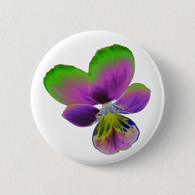 Purple and Green Pansy Button (Front)