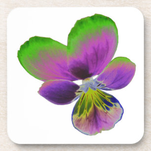 Purple and Green Pansy Cork Coaster