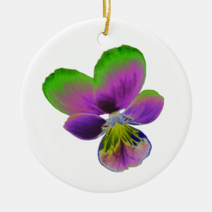Purple and Green Pansy Custom Birthday Ceramic Tree Decoration