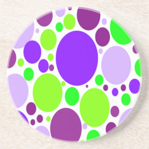 Purple And Green Polka Dots Coaster
