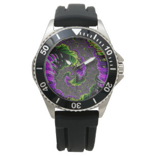 Purple and Green Spiral Watch