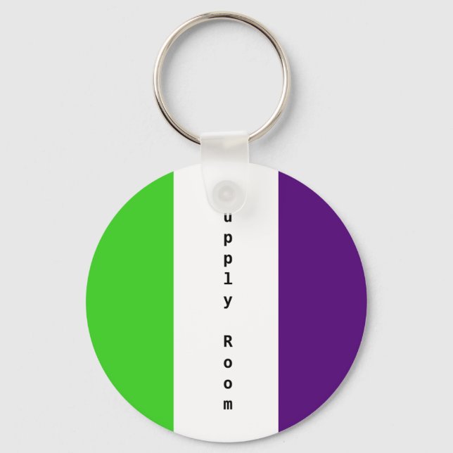 [Purple and Green] Striped Colour-Block Key Ring (Front)