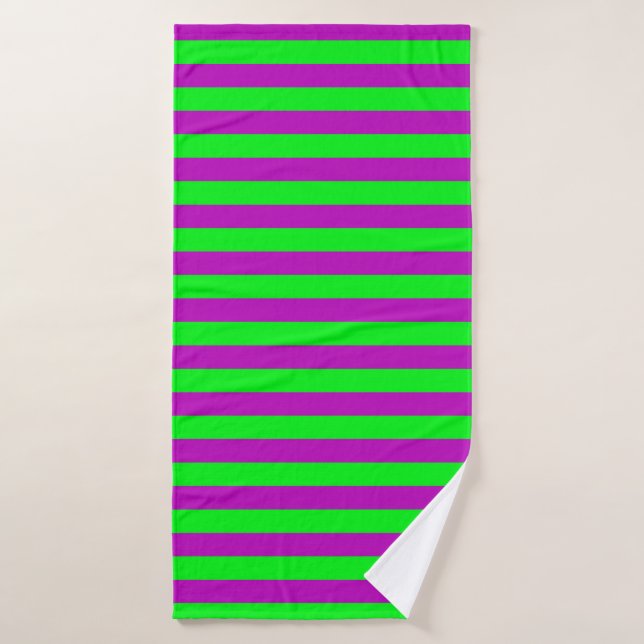 Purple and Green Stripes Design Bath Towel (Bath Towel)