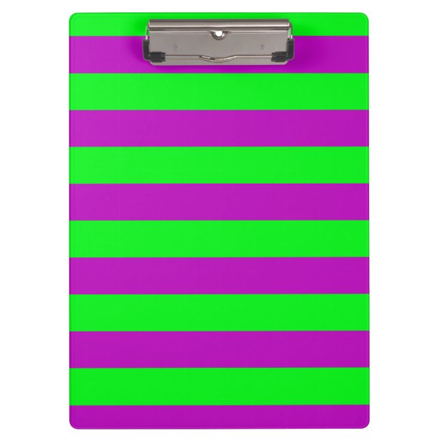 Purple and Green Stripes Design Clipboard (Front)