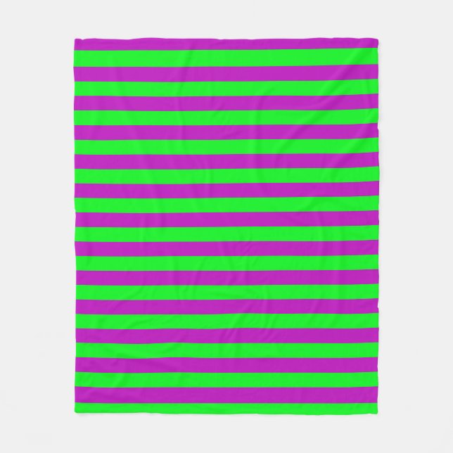 Purple and Green Stripes Design Fleece Blanket (Front)