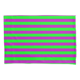 Purple and Green Stripes Design Pillowcase
