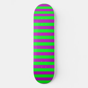 Purple and Green Stripes Design Skateboard