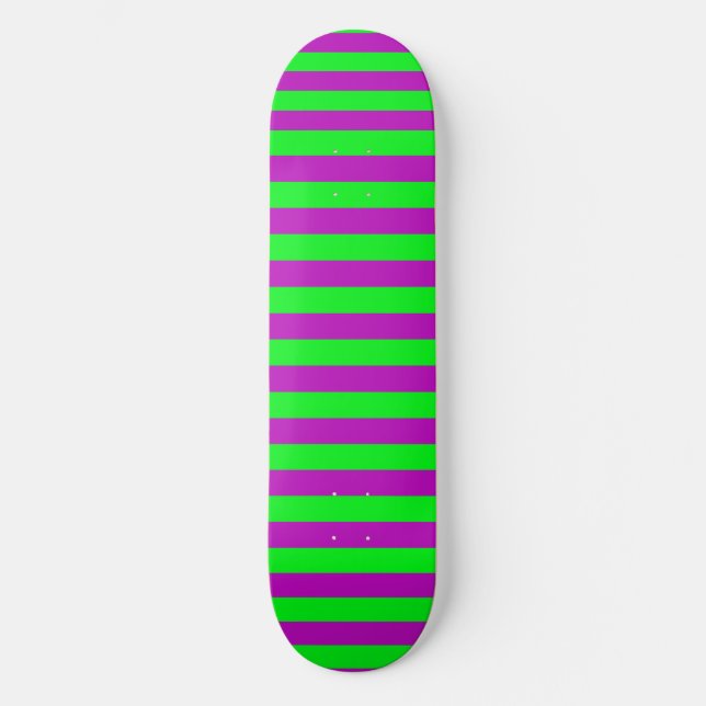 Purple and Green Stripes Design Skateboard (Front)