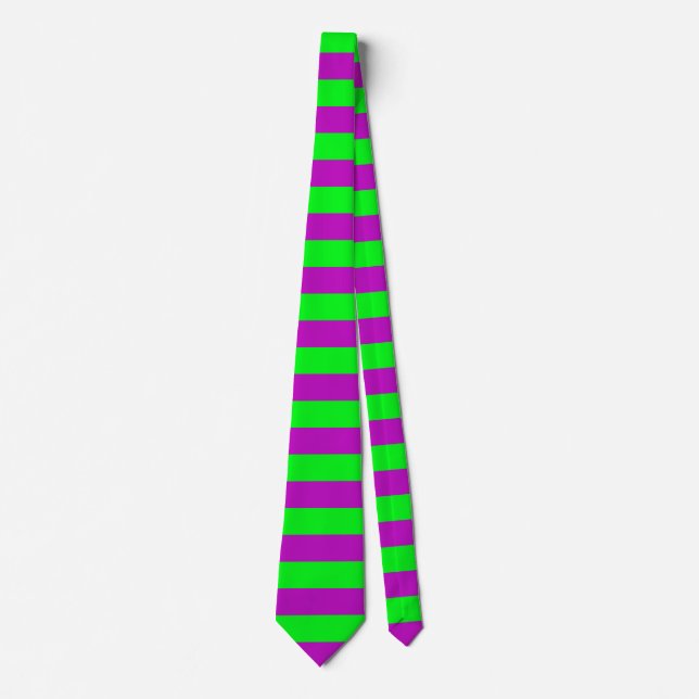 Purple and Green Stripes Design Tie (Front)