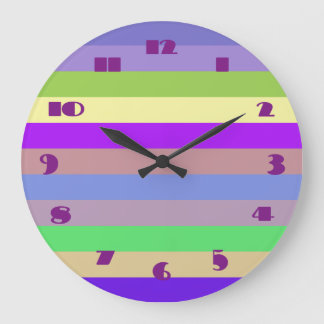 Purple and Green Stripes Wall Clock