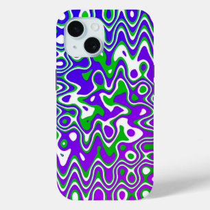 [Purple and Green] Swirls Op-Art iPhone 15 Case