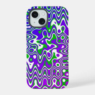 [Purple and Green] Swirls Op-Art iPhone 15 Case