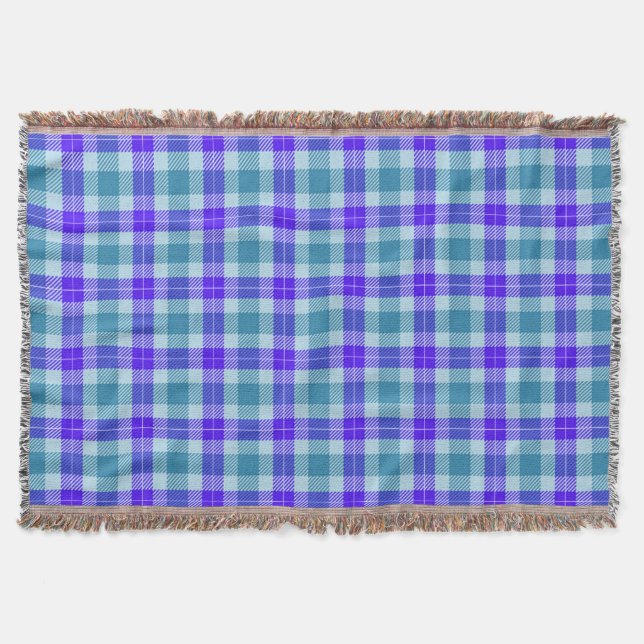 Purple and Green Tartan Plaid Throw Blanket (Front)