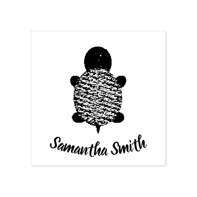 Purple and Green Turtle Rubber Stamp (Imprint)