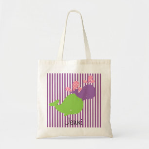 Purple and Green Whales on Stripe Custom Bag