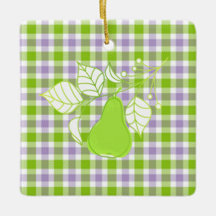 Purple and Green with Pear Ceramic Ornament