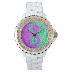 Purple And Green Yin And Yang Zen Fashion Watch