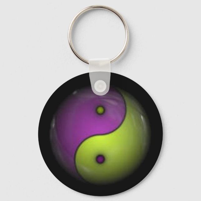 purple and green yin yang key ring (Front)