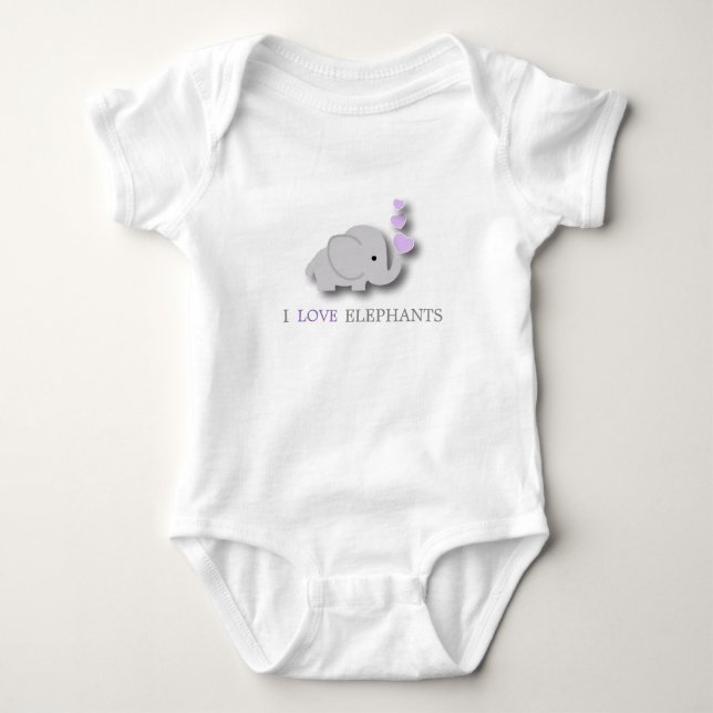 Purple and Grey Baby Elephant Bodysuit (Front)
