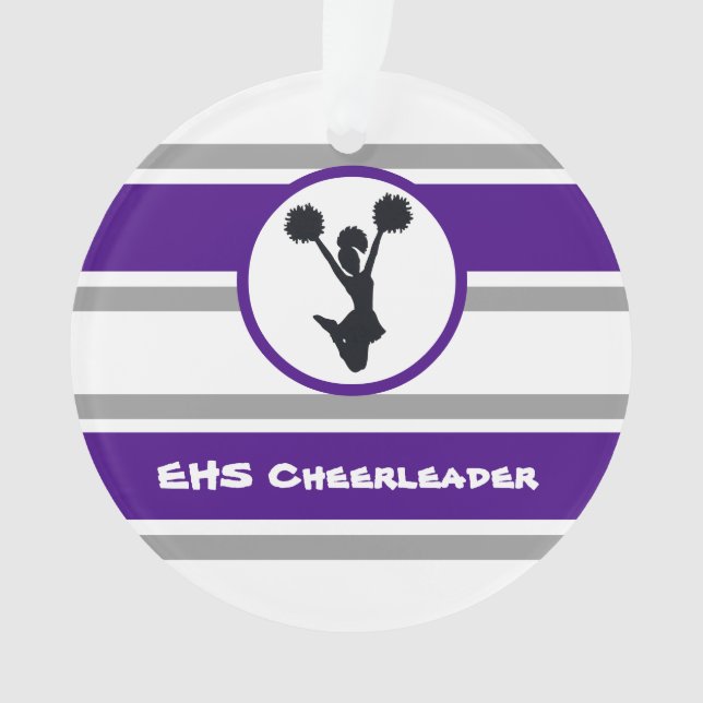 Purple and Grey Cheerleader Photo Ornament (Front)