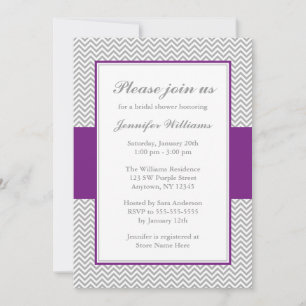 Purple and Grey Chevron Bridal Shower Invitation