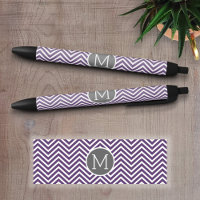 Purple and Grey Chevron Pattern with Monogram
