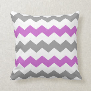 Purple and Grey Chevron Throw Pillow