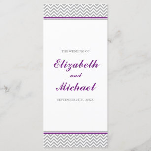 Purple and Grey Chevron Wedding Program Programme