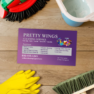 Purple and Grey Cleaning Service Business Card