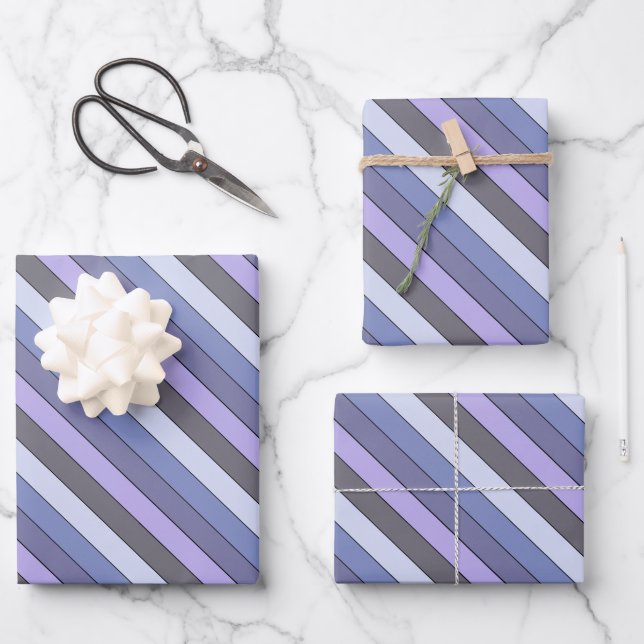 Purple And Grey Colour Stripes On Watercolor Paper (Front)