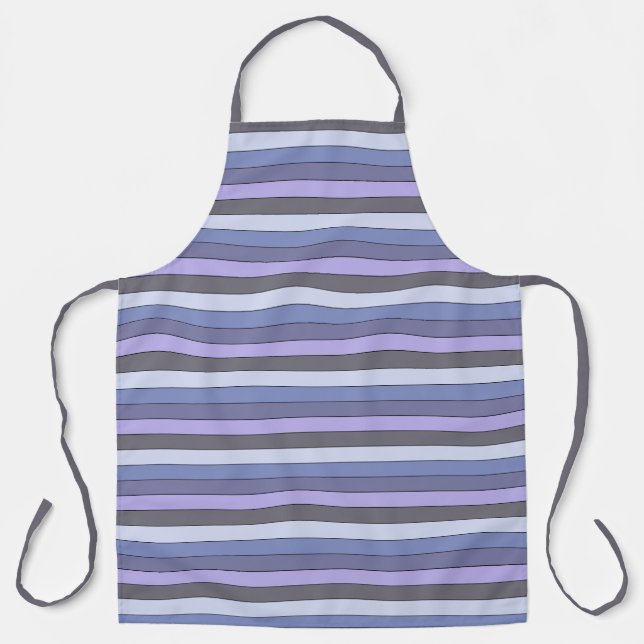 Purple And Grey Colour Stripes On Watercolor Paper Apron (Front)