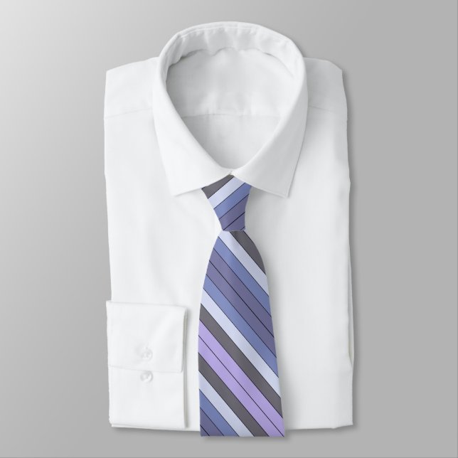 Purple And Grey Colour Stripes On Watercolor Paper Tie (Tied)
