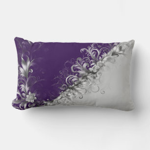 Purple and Grey Contemporary Decorative Lumbar Cushion