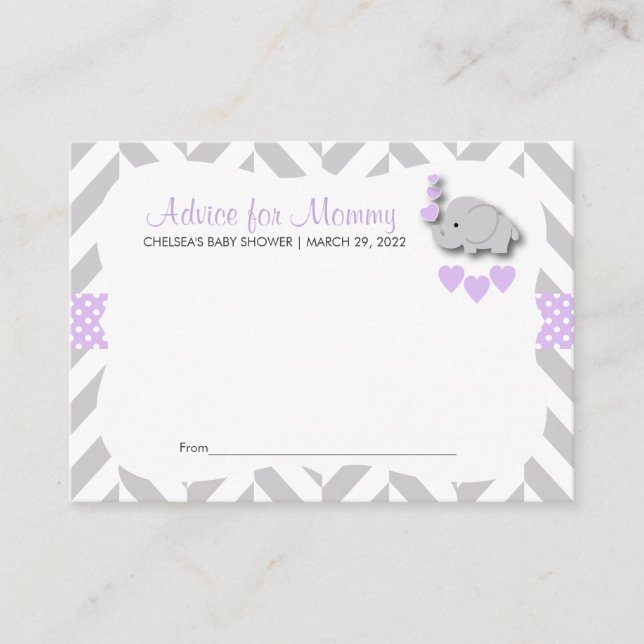 Purple and Grey Elephant Baby Shower SM - Advice (Front)