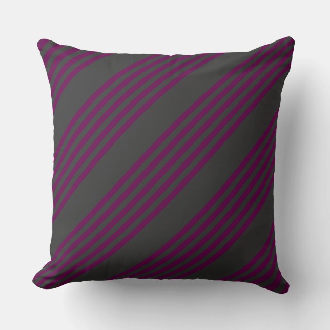 Purple and grey five stripes pattern cushion (Front)
