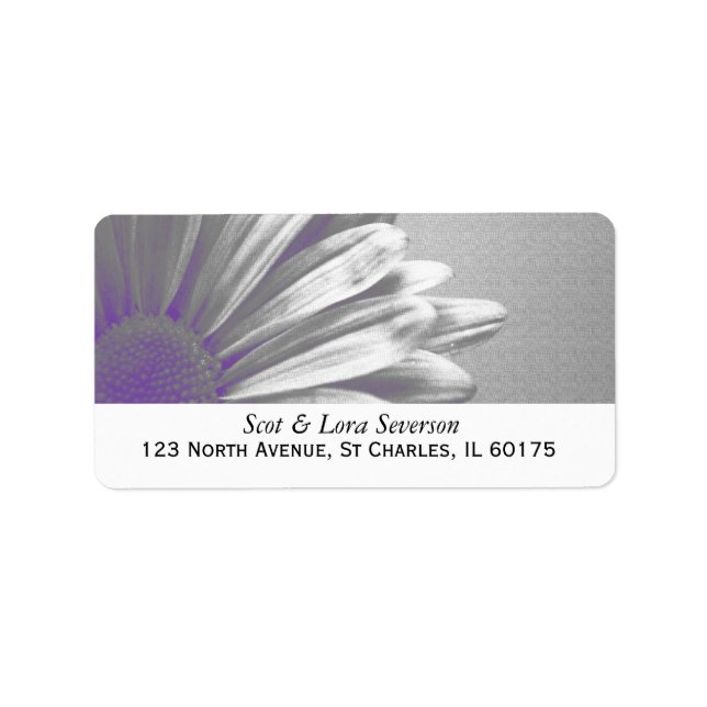 Purple and Grey Floral Highlights Return Address Label (Front)