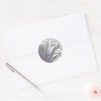 Purple and Grey Floral Highlights Wedding Classic Round Sticker