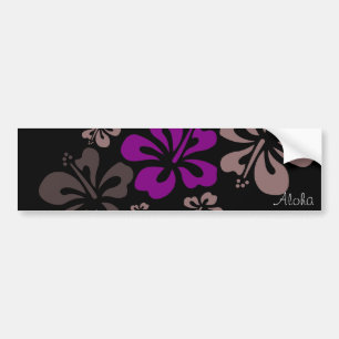 Purple and Grey Hibiscus Hawaii Souvenir Bumper Sticker