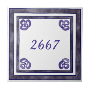 Purple and Grey Small House Number Tile