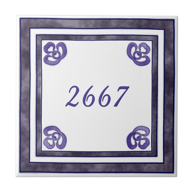 Purple and Grey Small House Number Tile (Front)