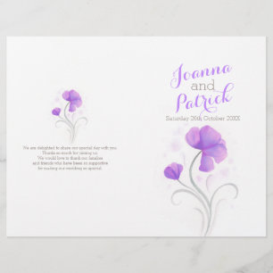 Purple and grey watercolor large wedding program