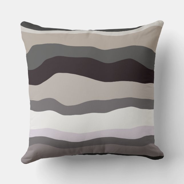 Purple and Grey Wavy Stripes Cushion (Back)